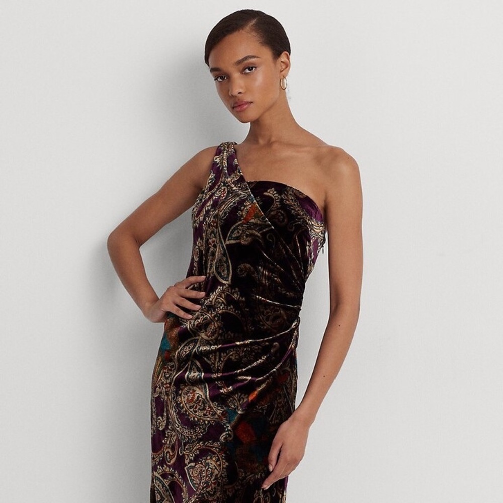 LAUREN Ralph Lauren single shoulder cocktail dress